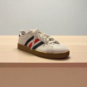 Adidas Men's White Sneakers with Red and Blue Stripes